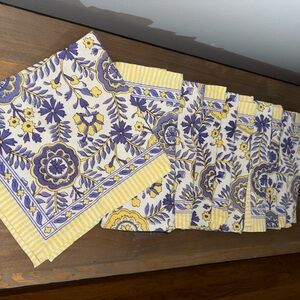 10 Williams & Sonoma lilac & yellow Spring Easter Napkins dinner napkins